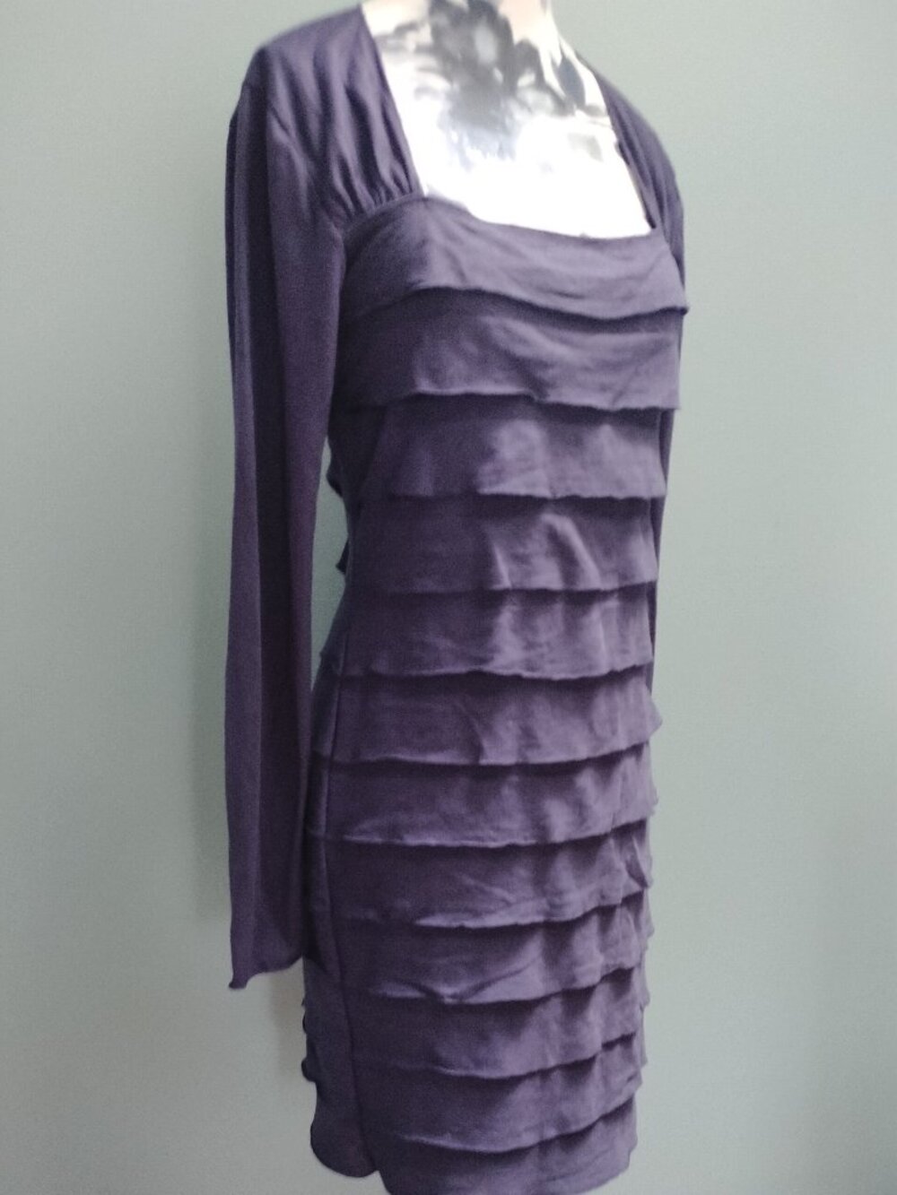 Max Studio Purple Jersey Tiered Ruffle Dress, size S